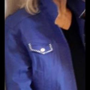 Christine Alexander, M, purple denim jacket embellished w/ Swarovski Crystals C